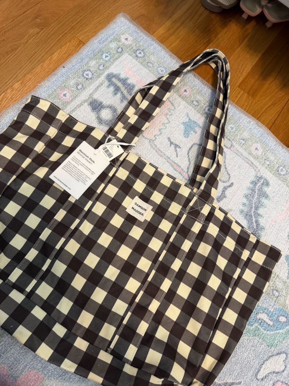 Dagmar & Meade Black and Cream Gingham Tote Bag
